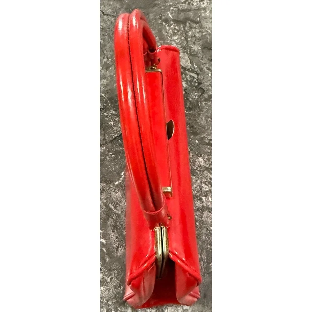 Vintage Dover USA Red Patent Faux Leather Top Handle Handbag